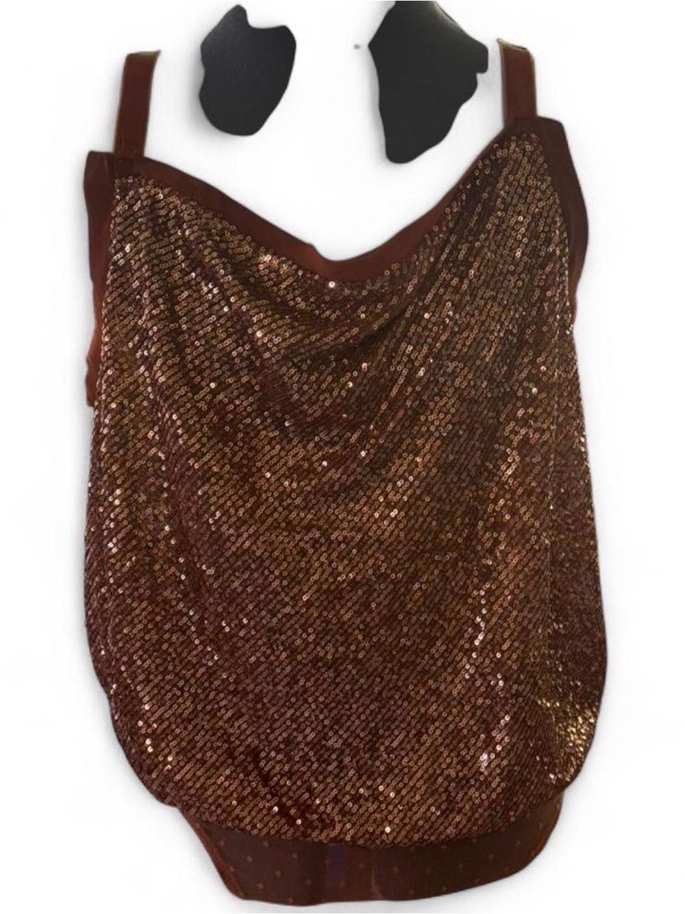 We The Free Bronze Sequin Cowl Neck Bodysuit
